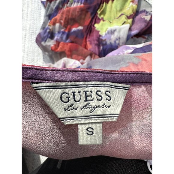 Guess Dress Small Multicolor Kaleido Print Pleated Hi-Lo Lined Racerback Womens - Picture 12 of 16